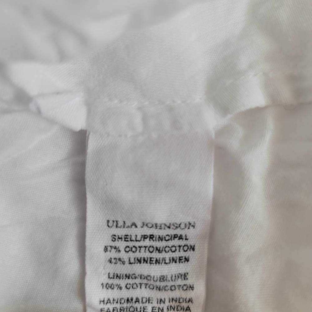 Ulla Johnson Square Neck Opeline Midi Dress in Blanc White, Linen Cotton, XS - Picture 7 of 7